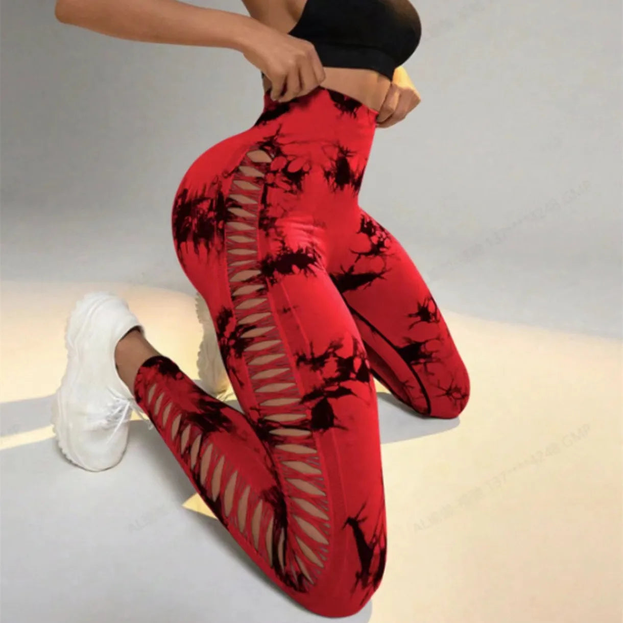 Tie Dye Hollow Out Woman's Sports Leggings