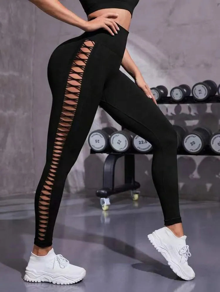 Tie Dye Hollow Out Woman's Sports Leggings