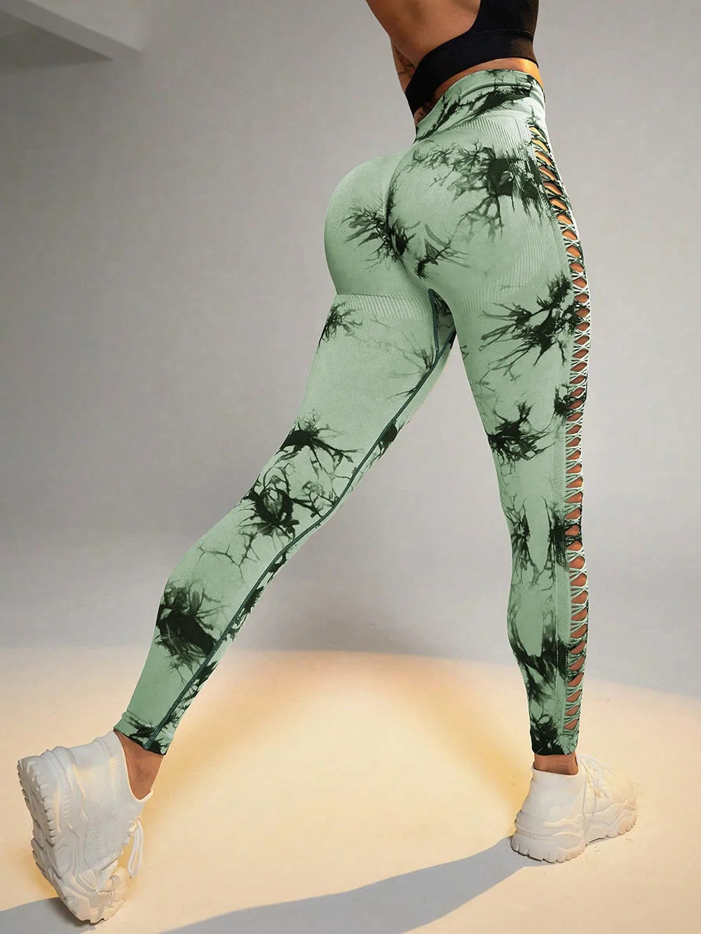 Tie Dye Hollow Out Woman's Sports Leggings