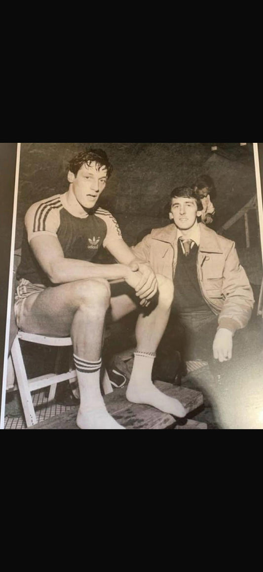 Olympic 100m Champion Allan Wells with Charlie during a speedball session